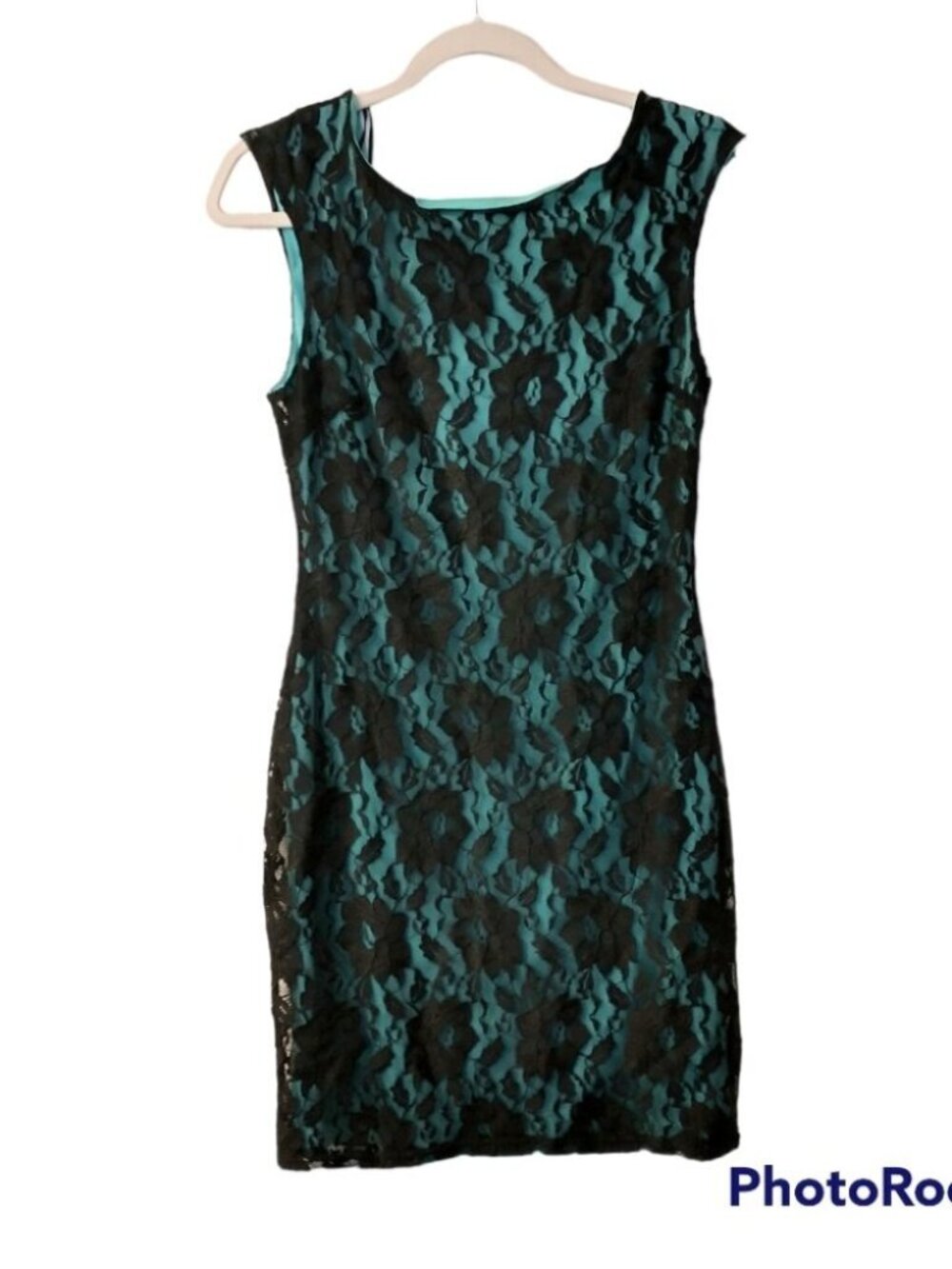 Women's Suzy Shier Green and Black Lace Overlay Dress Size Medium